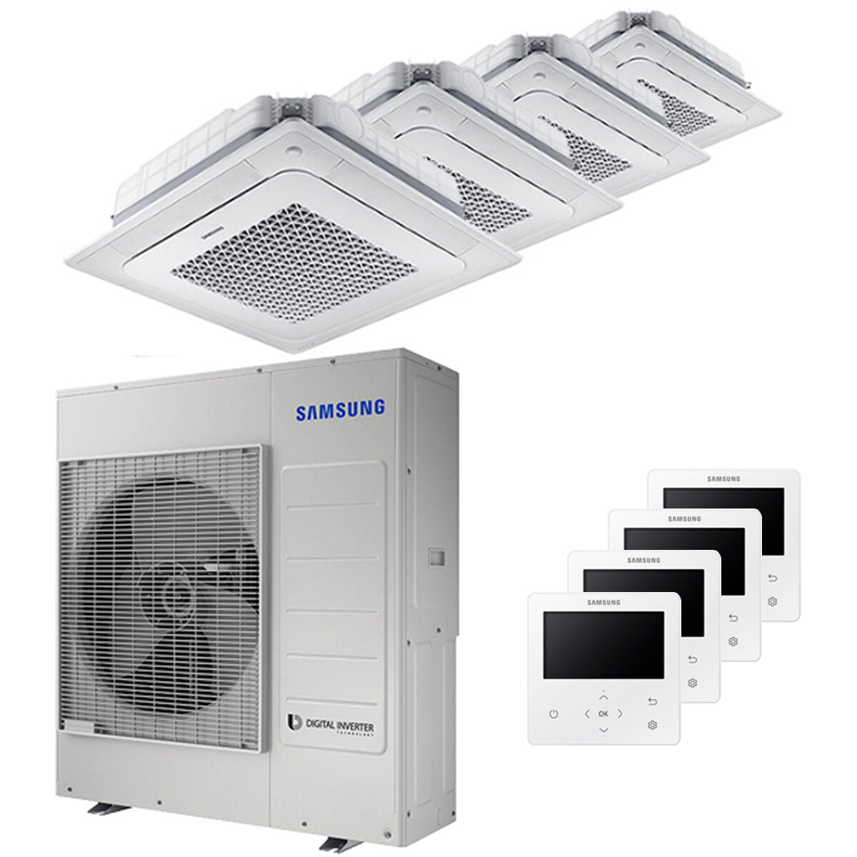 Samsung Klimaanlage Windfree 4-Wege Square Split 12000 + 12000 + 12000 + 12000 BTU Inverter A++ Außengerät 10,0 kW