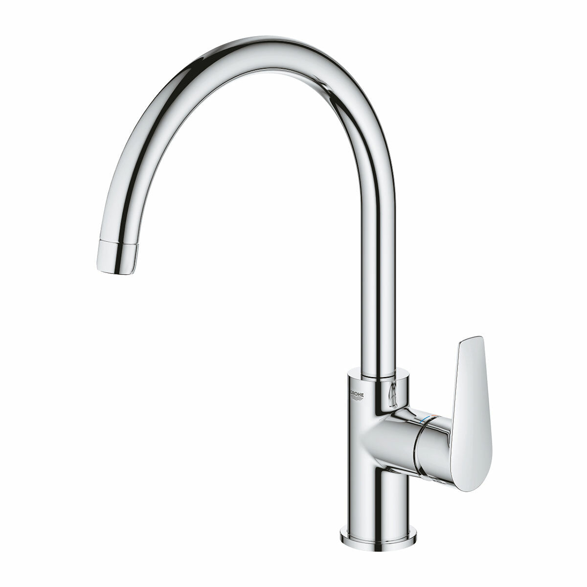 Grohe BauEdge single lever sink mixer with high swivel spout