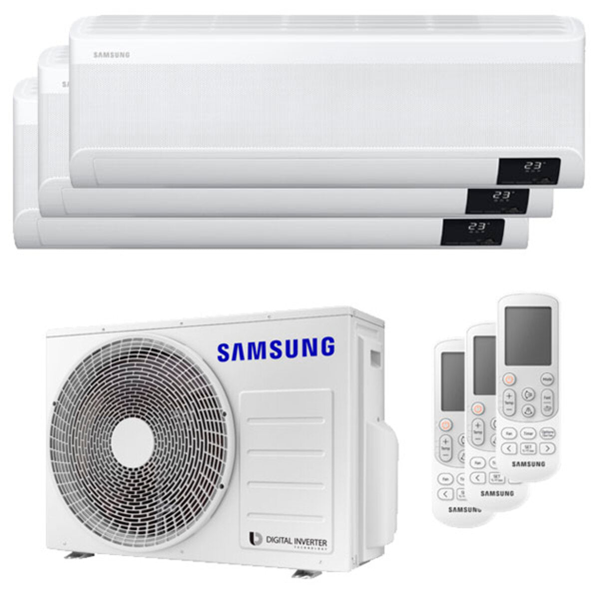 Climatiseur Samsung Windfree Avant trial split 9000 + 9000 + 12000 BTU inverter A ++ unité extérieure wifi 5,2 kW