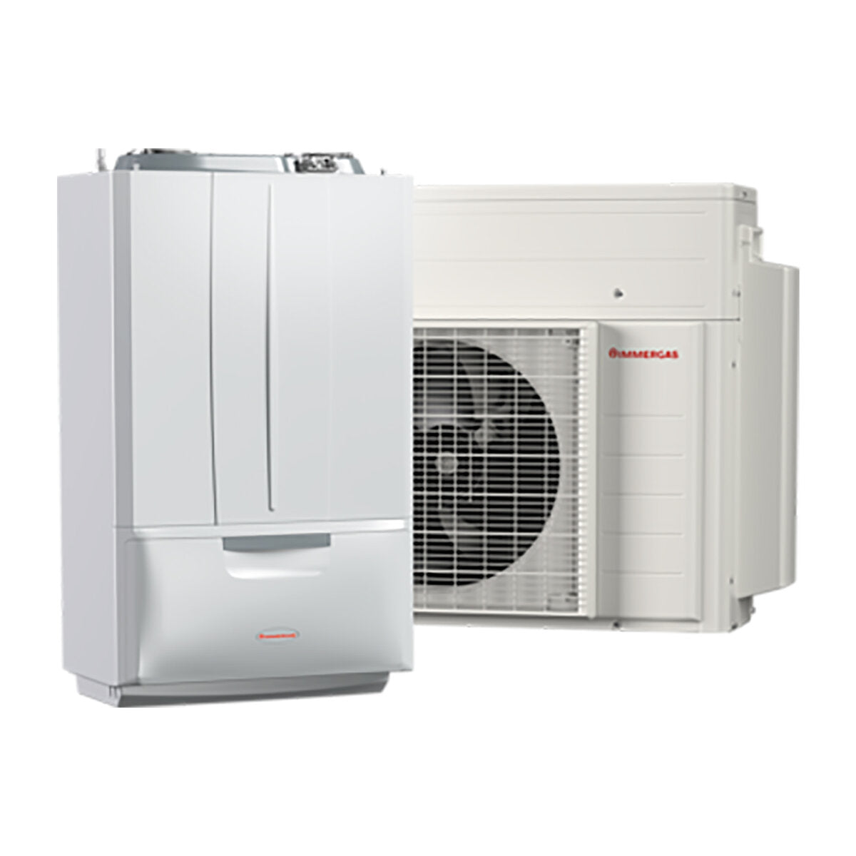 Hybrid heat pump system integrated with Immergas Victrix Hybrid 4 kW methane condensing boiler