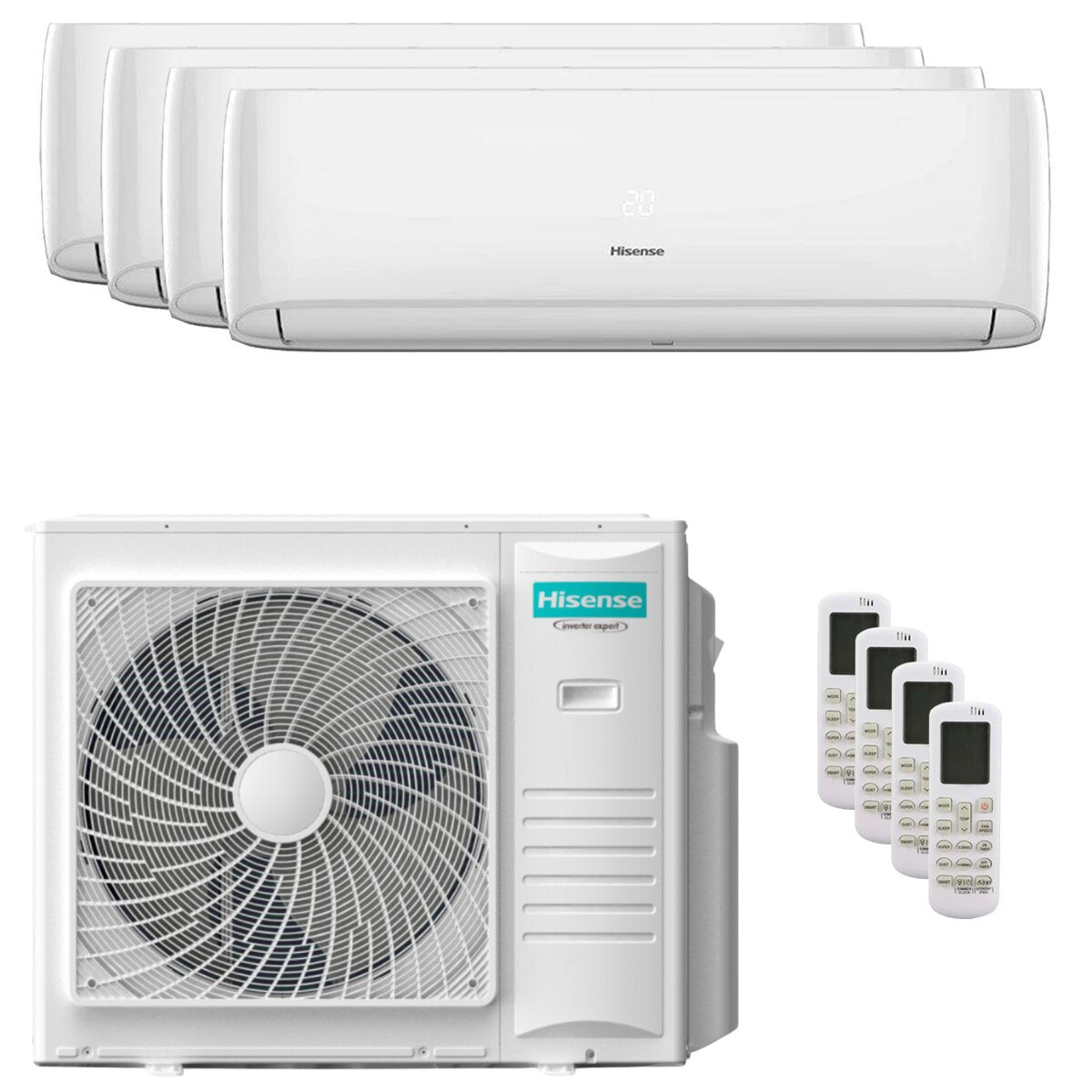 Hisense Hi-Comfort 2025 Quadri Split Air Conditioner 7000+12000+12000+12000 BTU Inverter A++ Wifi External Unit 10 kW