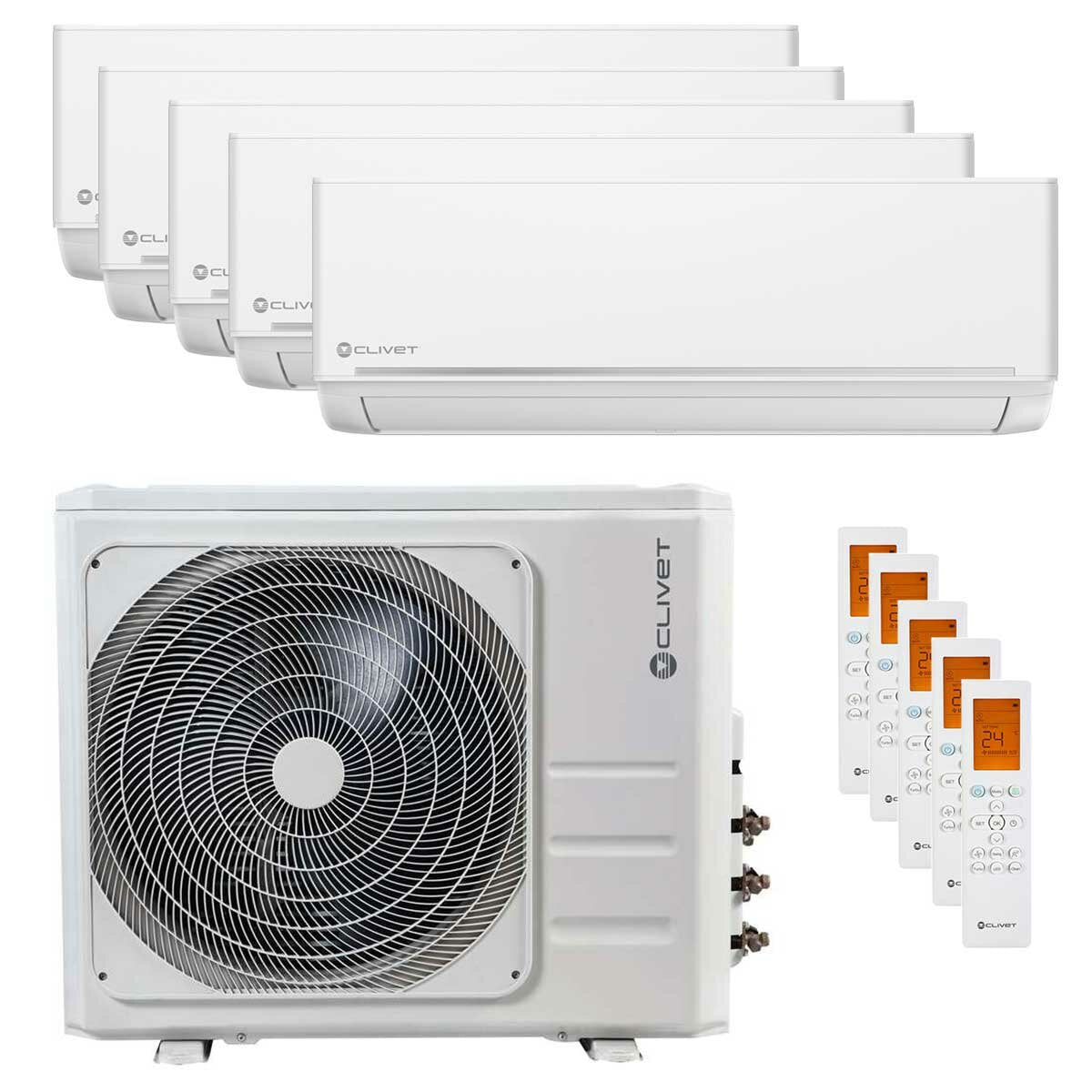 Clivet EZCool Penta Split-Klimaanlage 9000+9000+9000+12000+12000 BTU Inverter A++ Außeneinheit 12,3 kW