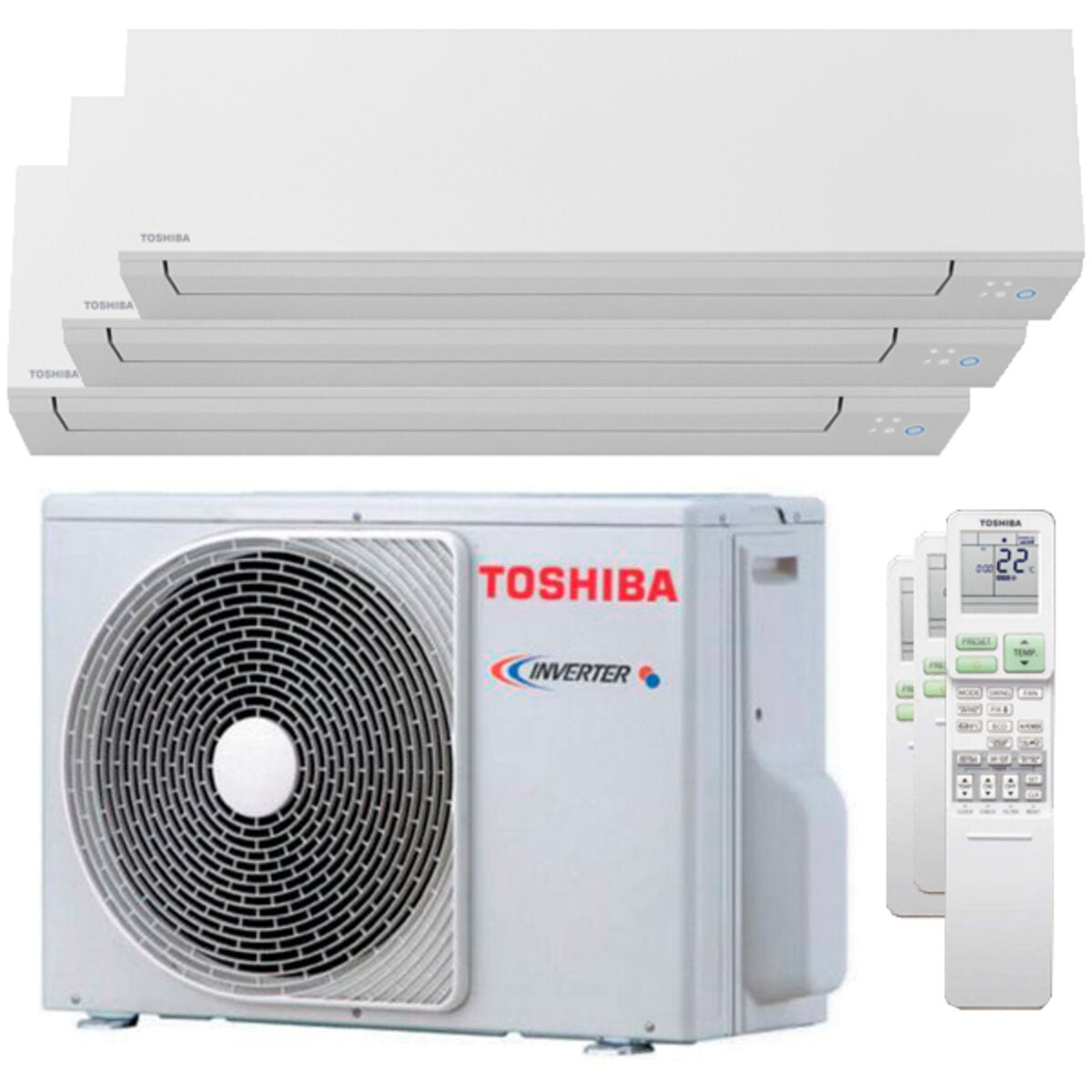 Climatiseur trial split Toshiba SHORAI Edge 7000 + 7000 + 16000 BTU onduleur A ++ unité extérieure wifi 5,2 kW