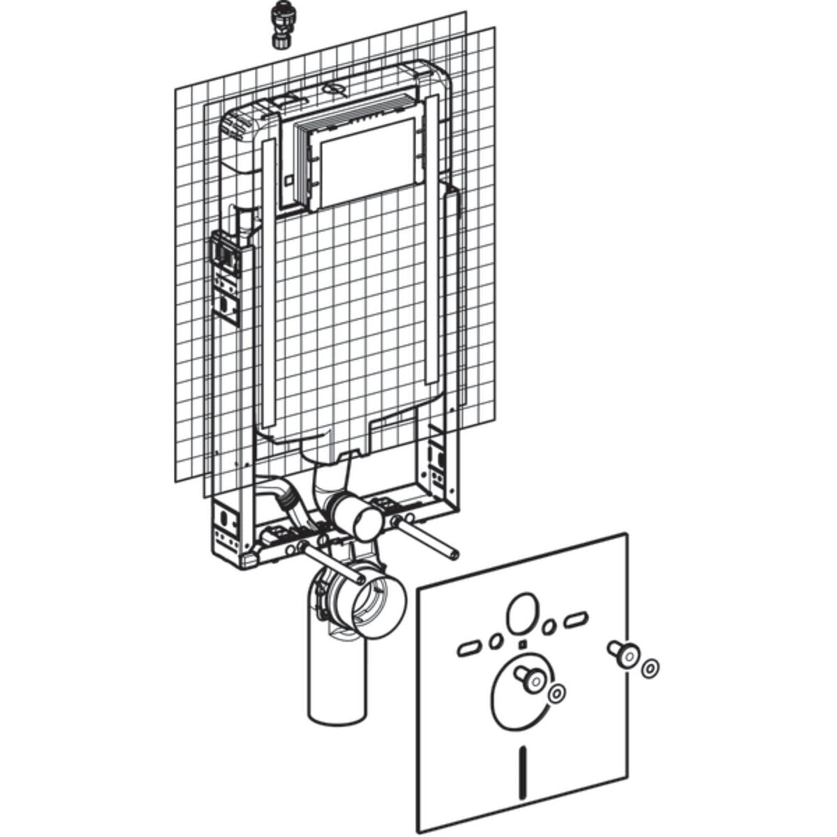 Réservoir à encastrer Geberit Sigma 8 avec module d&#39;installation Combifix pour WC suspendu 109 cm