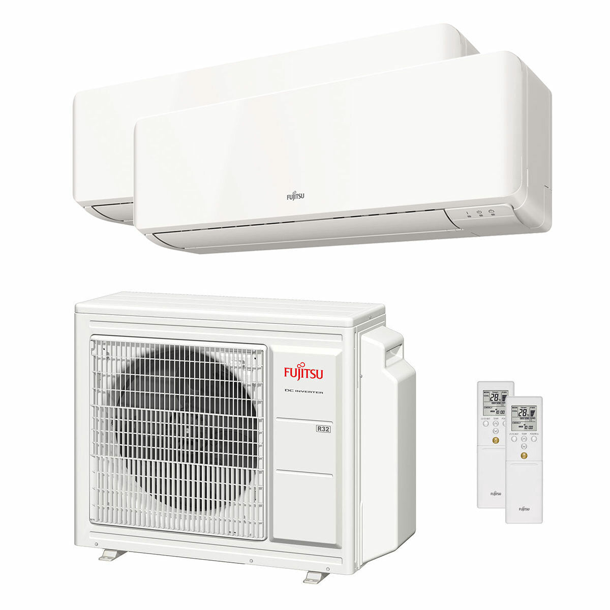 Fujitsu air conditioner KM Series WiFi dual split 9000+12000 BTU inverter A++ external unit 5.4 kW