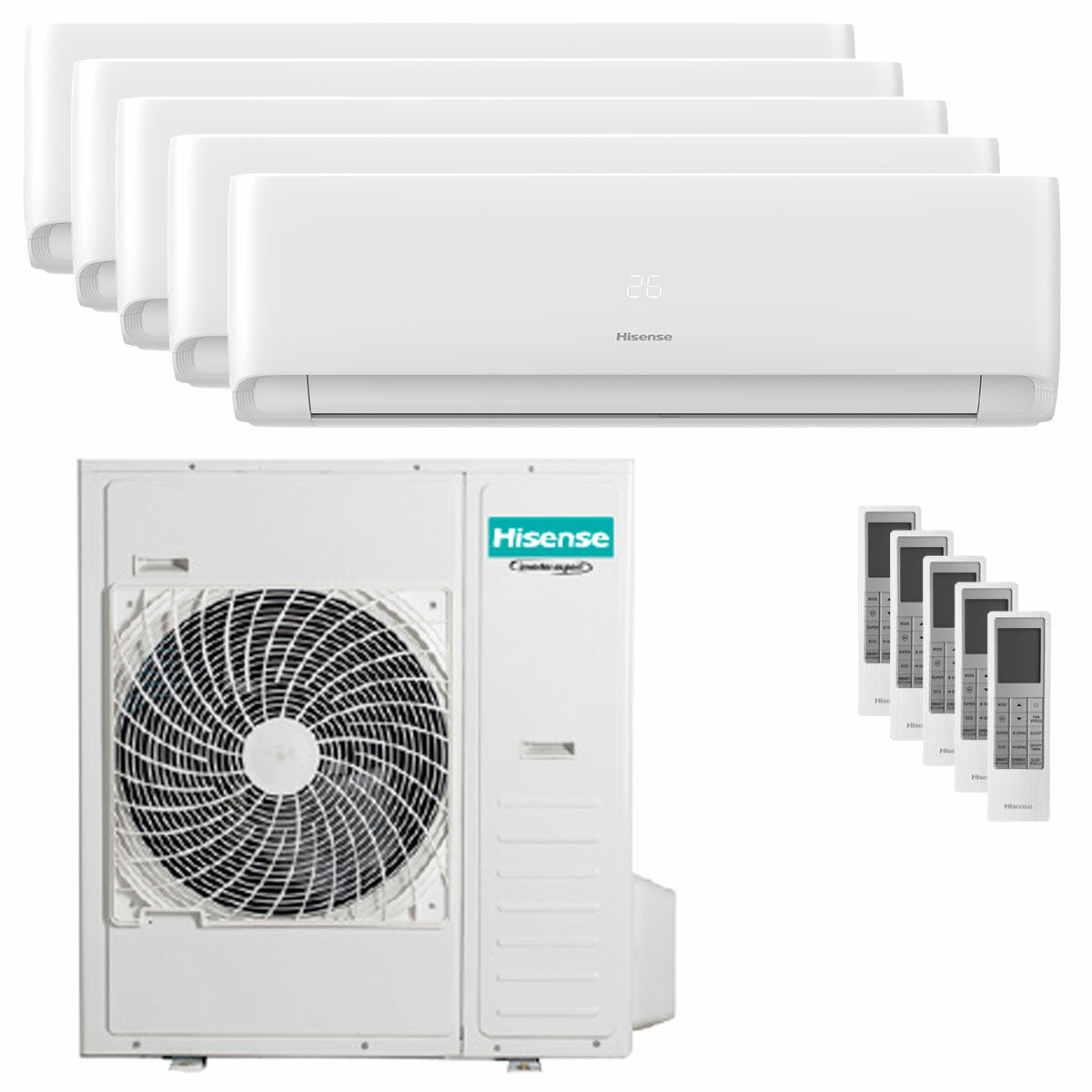 Climatiseur Hisense EcoSense penta split 9000+9000+9000+9000+9000 BTU inverseur unité extérieure wifi 12,5 kW 