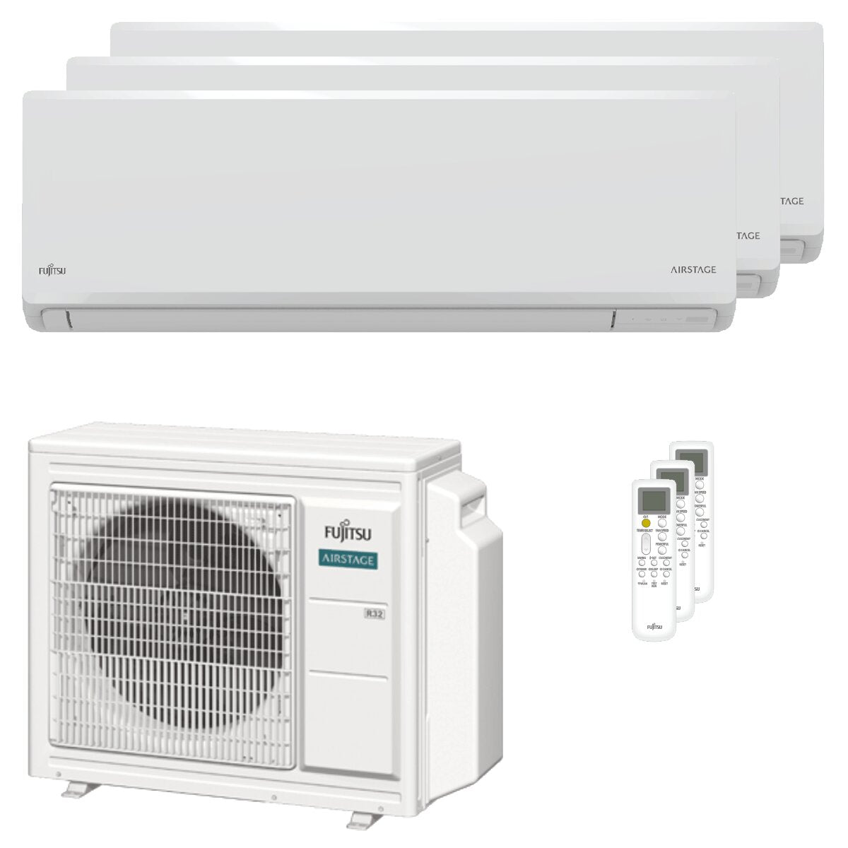 Climatiseur split Fujitsu série KN WiFi d'essai 9000+9000+12000 BTU Inverter A+++ unité externe wifi 5,4 kW 