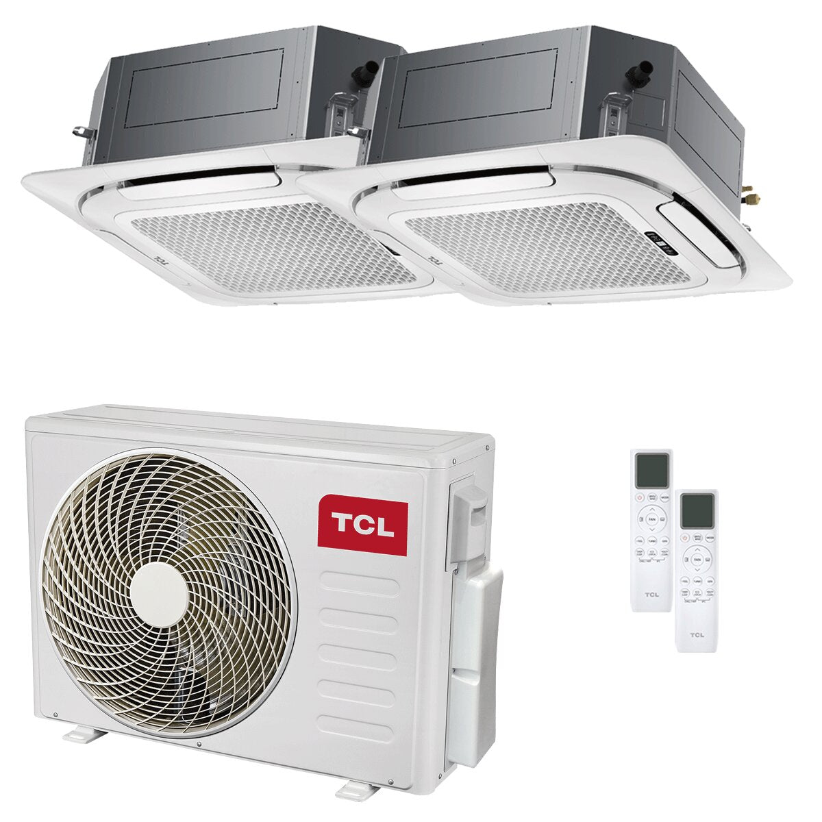 Climatiseur TCL Cassette 4 voies Série S double split 18 000 + 18 000 BTU Inverter A++ Wi-Fi unité externe 7,9 kW 