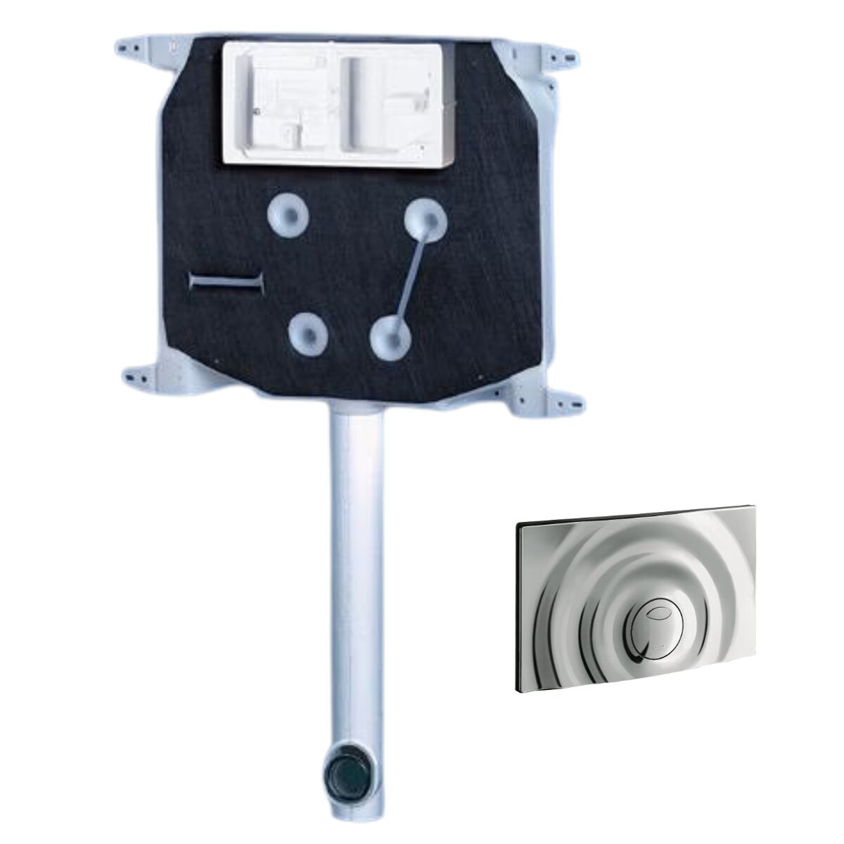 Grohe dual flush built-in toilet cistern kit + Surf G chrome plate