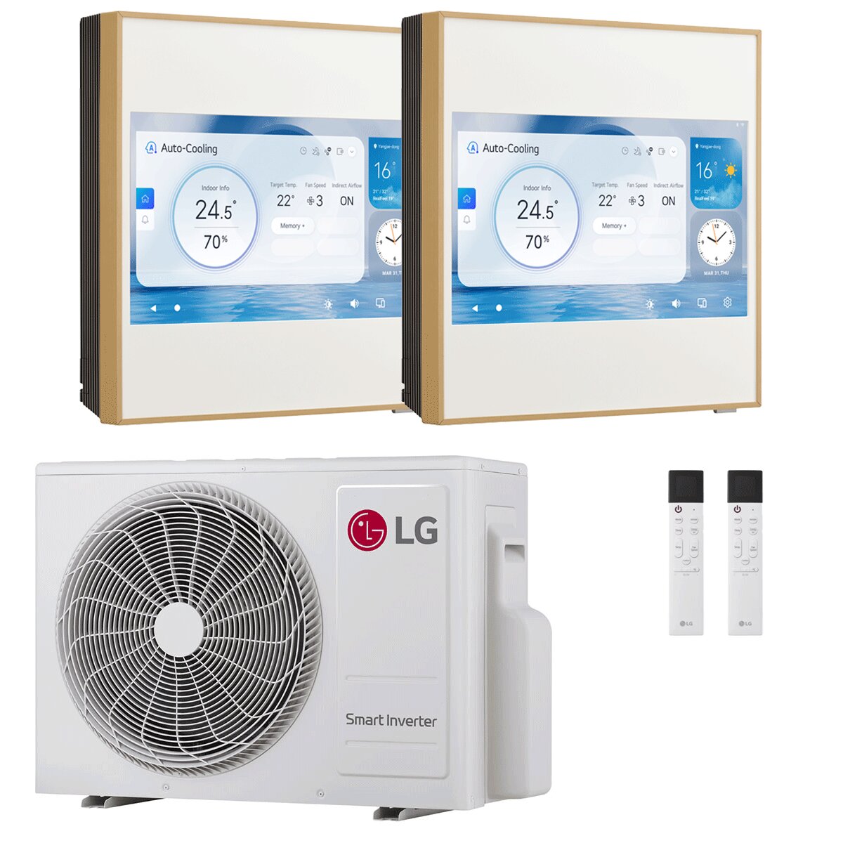 Climatiseur LG ARTCOOL Gallery LCD bi-split 9000+12000 BTU inverter A+++ wifi unité extérieure 4,7 kW 