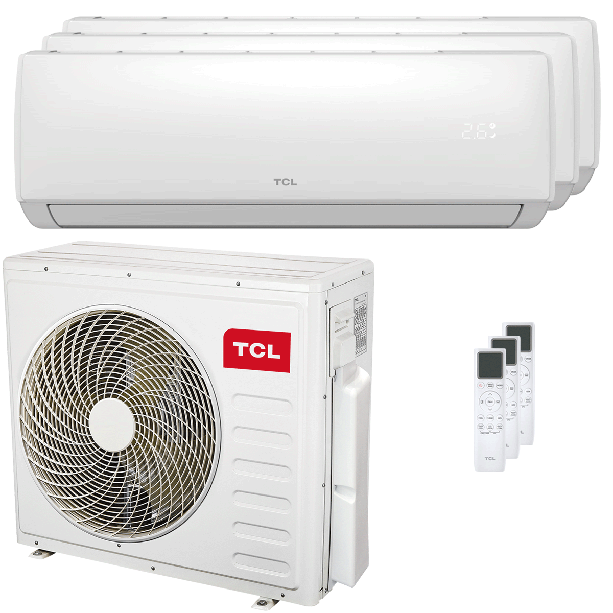 Climatiseur double split TCL Elite F2 12000+18000+18000 BTU Inverter A++ wifi unité externe 12,2 kW 