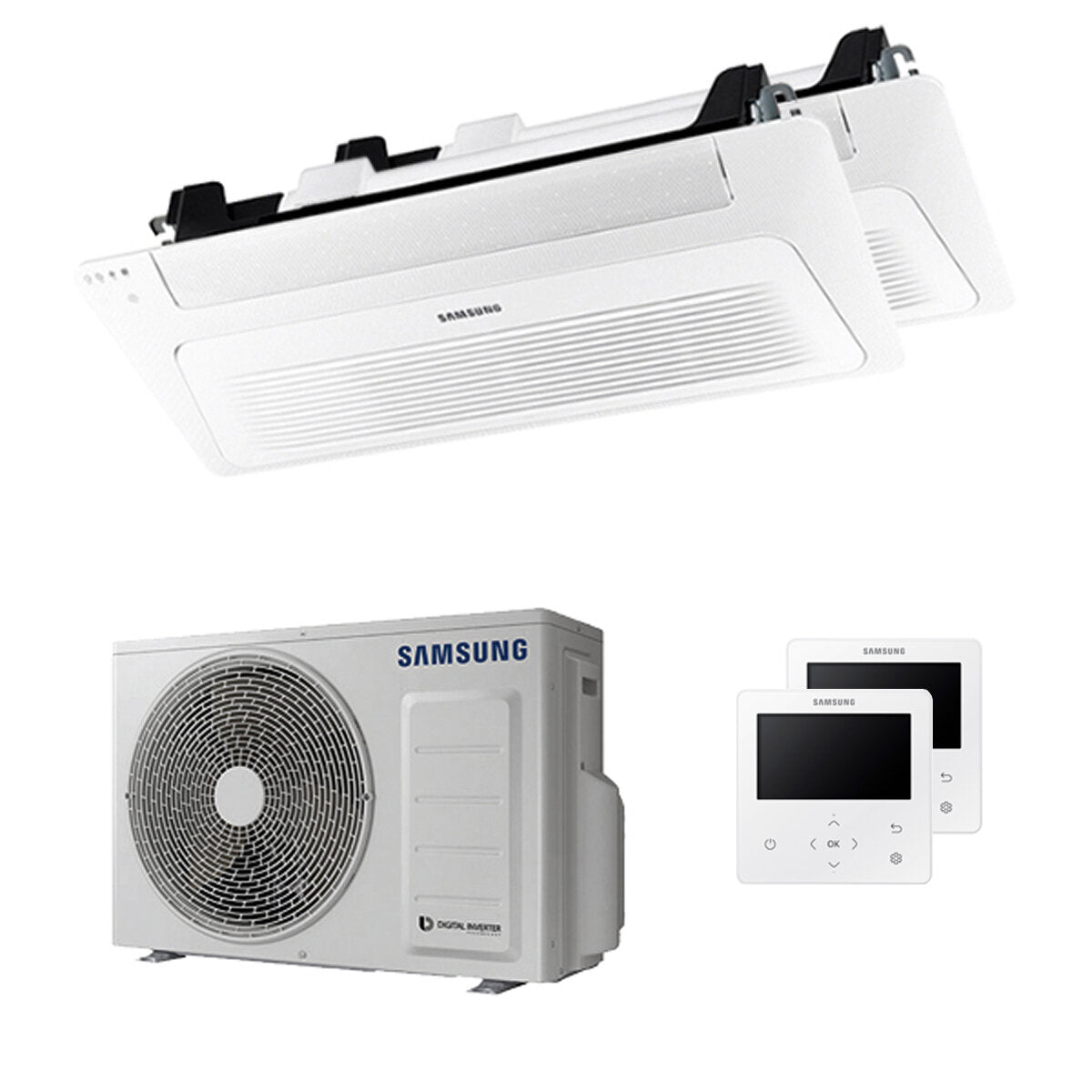 Samsung Climatiseur Cassette WindFree 1 Way dual split 9000 + 12000 BTU inverter A+++ unité externe 5.0 kW