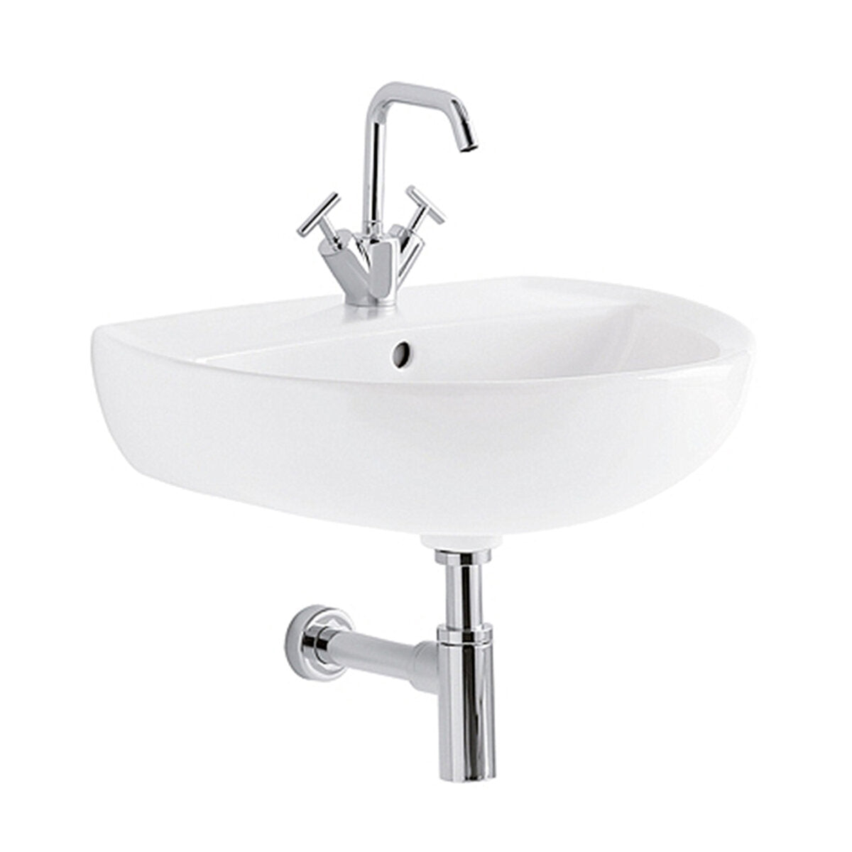 Geberit Colibrì 60 cm single hole wall-hung washbasin in glossy white
