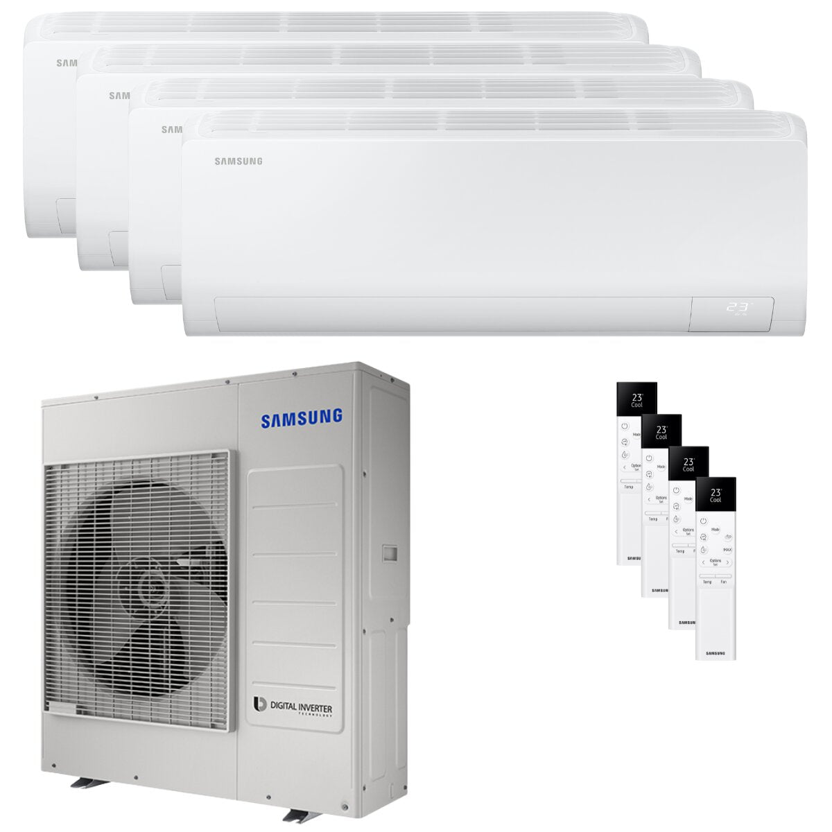 Climatiseur Samsung Cebu S2 quadri split 9000+12000+12000+12000 BTU onduleur A++ wifi unité extérieure 10 kW 