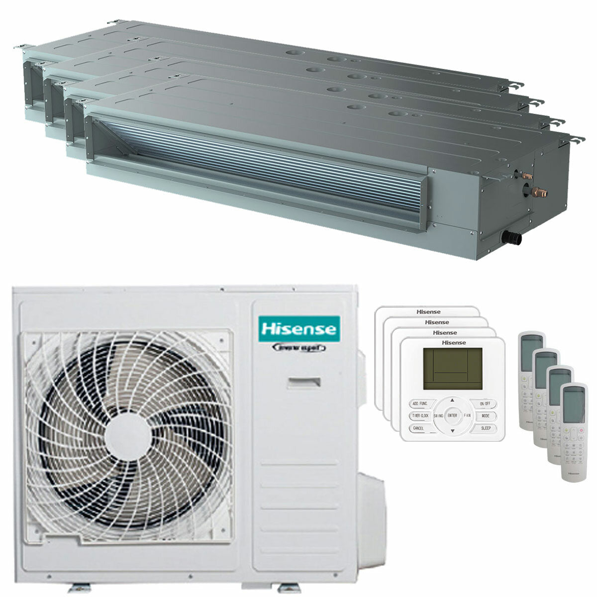 Hisense-Klimaanlage Ductable ADT Quad Split 9000+12000+12000+12000 BTU Inverter A++ Außengerät 10 kW