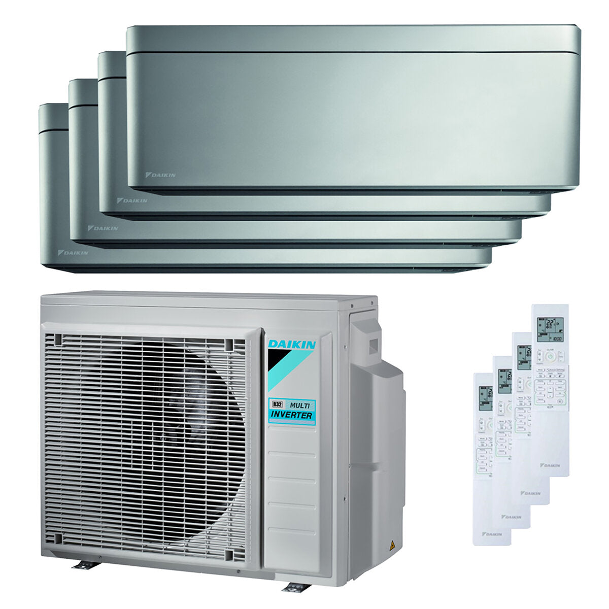 Daikin Stilvolle quadratische Split-Klimaanlage 9000 + 9000 + 12000 + 12000 BTU Wechselrichter A ++ WLAN-Außengerät 8,0 kW