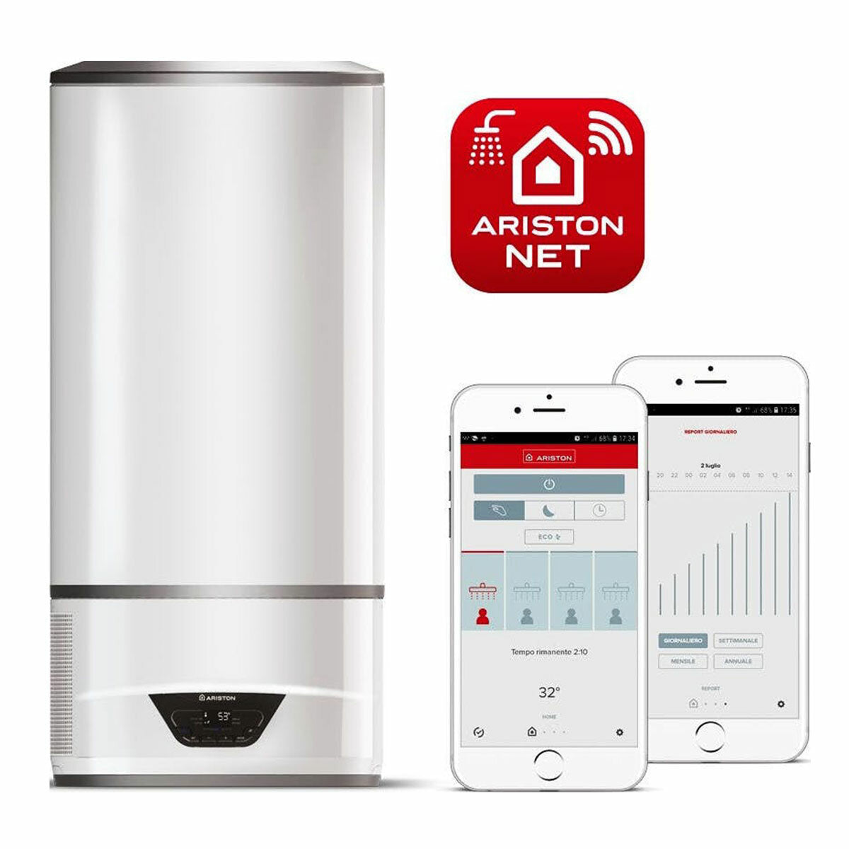 Ariston Lydos Hybrid 130-liter WiFi electric water heater and hybrid heat pump