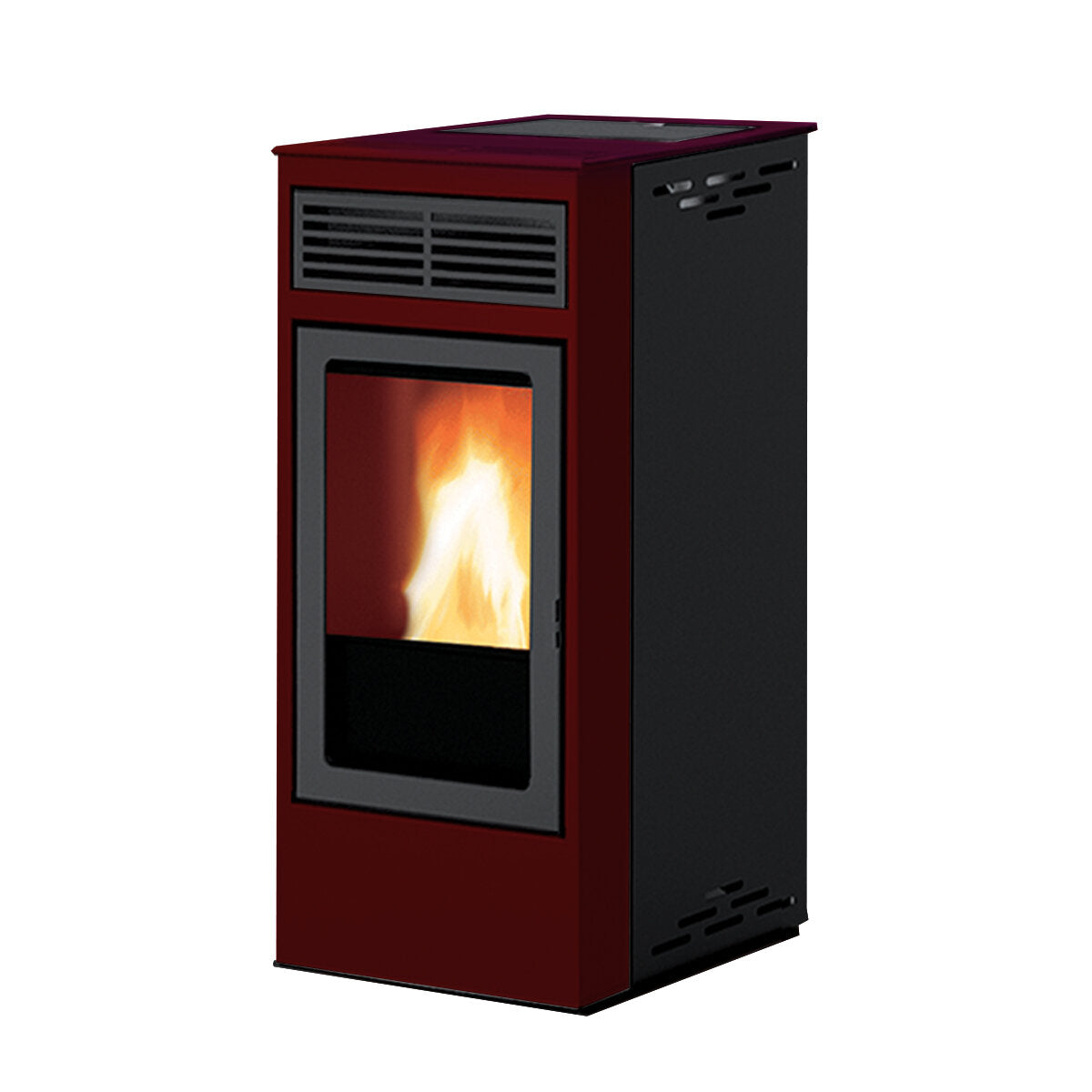 Italiana Camini pellet stove Yulia 7 kW with burgundy air