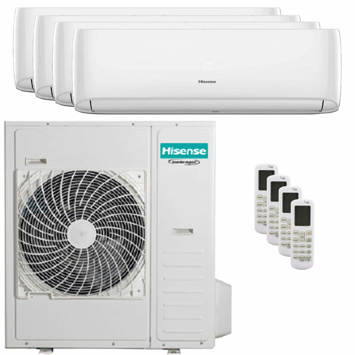 Hisense Hi-Comfort quadri split air conditioner 7000 + 9000 + 9000 + 24000 BTU wifi inverter outdoor unit 12.5 kW