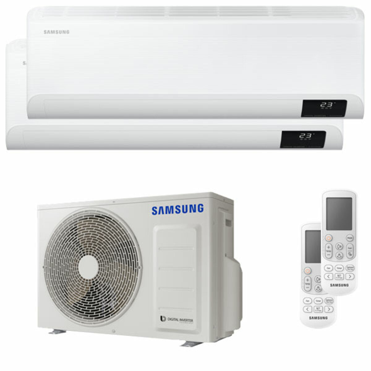 Climatiseur double split Samsung Cebu Wi-Fi 7000 + 9000 BTU onduleur A+++ unité extérieure wifi 4,0 kW