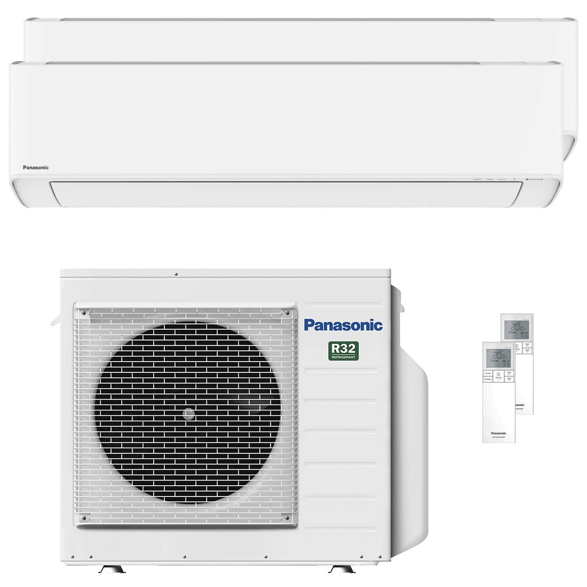 Panasonic Etherea Dual-Split-Klimaanlage 9000+15000 BTU Inverter A++ WLAN Außeneinheit 5,2 kW Mattweiß