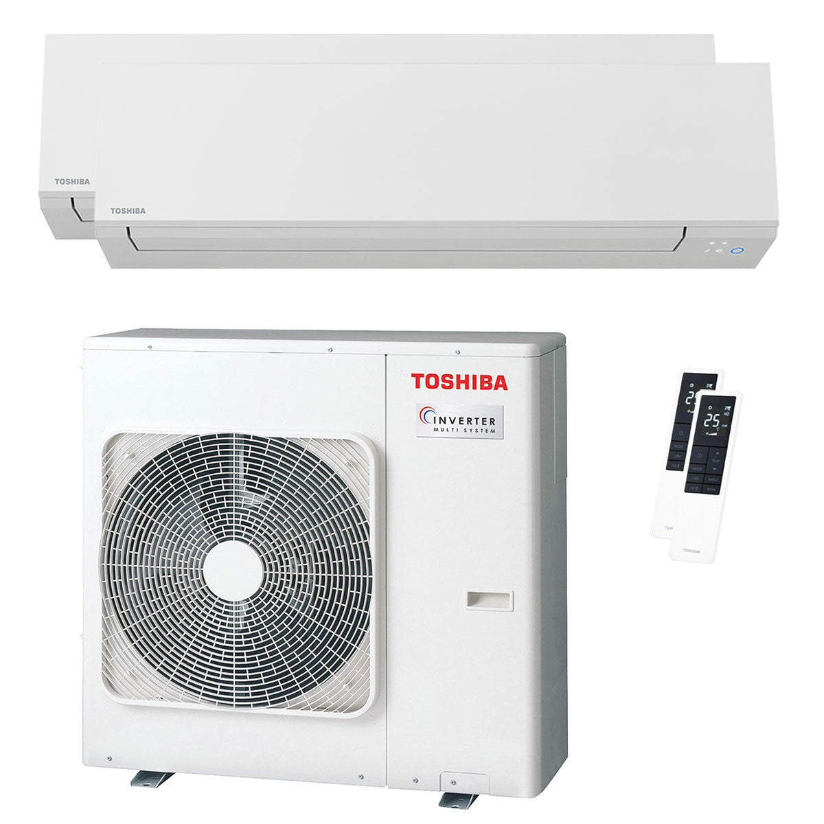 Toshiba SHORAI Edge White dual split air conditioner 12000+18000 BTU inverter A+++ wifi external unit 8 kW