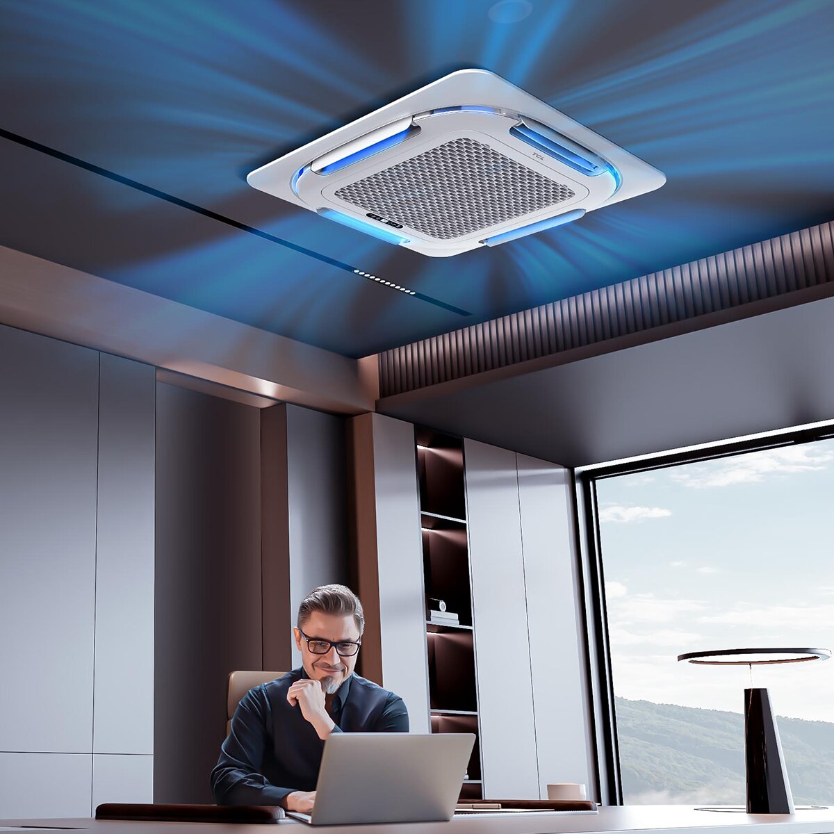 TCL Cassette 4-way air conditioner S Series penta split 9000+9000+12000+12000+18000 BTU inverter A++ wifi external unit 12.2 kW