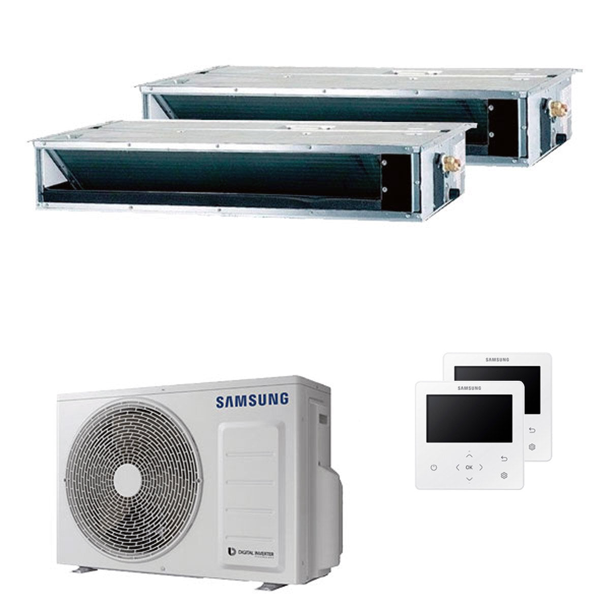 Dual split ductable Samsung air conditioner 9000 + 12000 BTU inverter A +++ external unit 5 kW