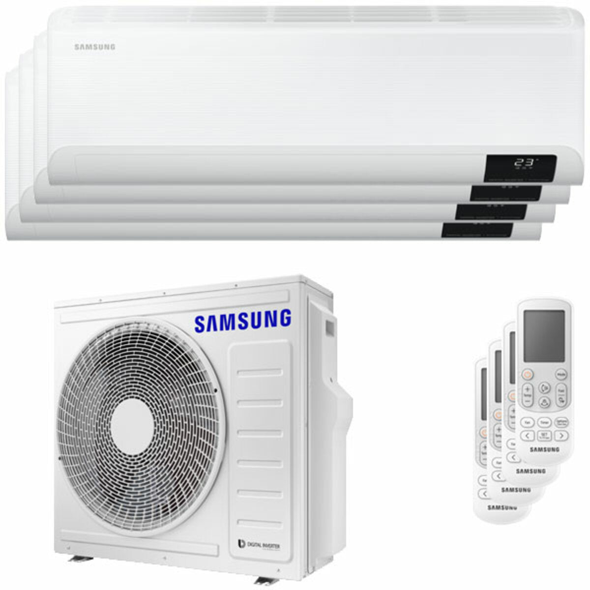 Samsung Cebu Wi-Fi Quadri Split-Klimaanlage 7000 + 7000 + 12000 + 12000 BTU Inverter A++ WLAN Außengerät 8,0 kW