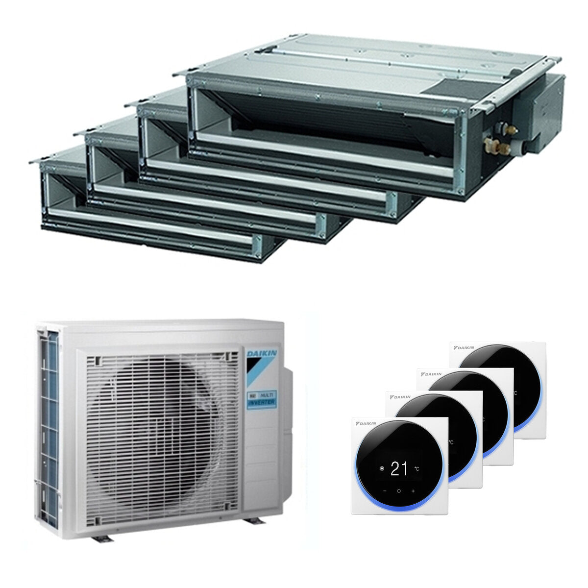 Climatiseur gainable Daikin Mini Sky FDXM-F9 quadri split 9000+9000+9000+9000 BTU inverseur A++ externe 6,8 kW