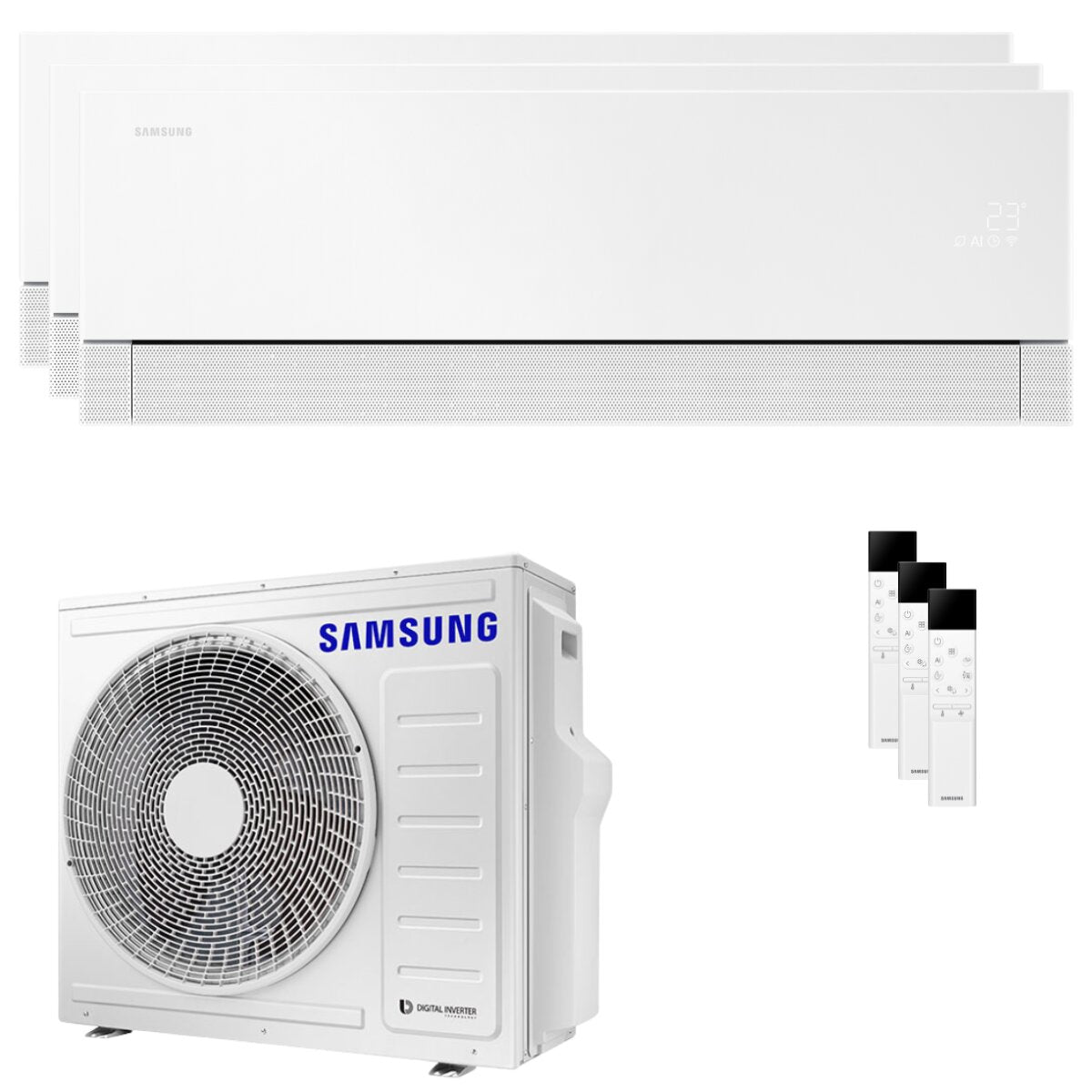 Climatiseur split Samsung WindFree Première Plus (essai) 12 000 + 12 000 + 12 000 BTU Inverter A++ Wi-Fi, unité extérieure 6,8 kW 