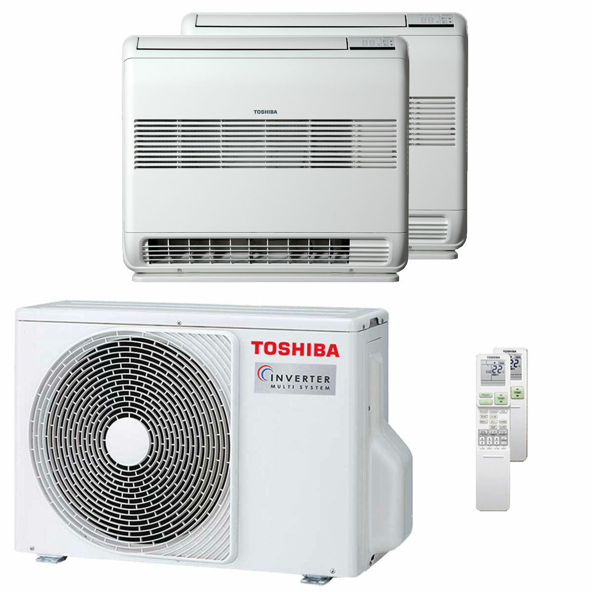 Toshiba Console J2 dual split air conditioner 9000 + 9000 BTU inverter A ++ outdoor unit 4.0 kW