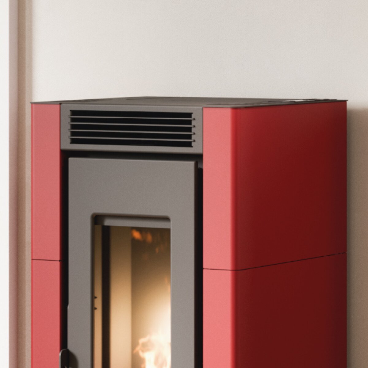 Poêle à granulés Cadel Cristal 6 Air, 5,5 kW - WiFi, Rouge
