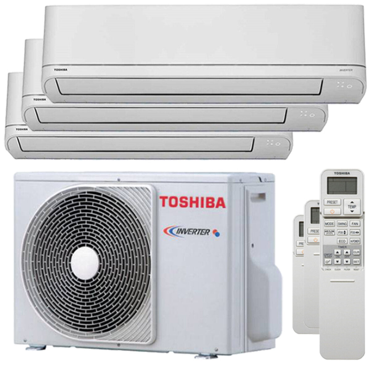 Toshiba Shorai R32 trial split air conditioner 5000 + 5000 + 5000 BTU inverter A ++ outdoor unit 5.2 kW