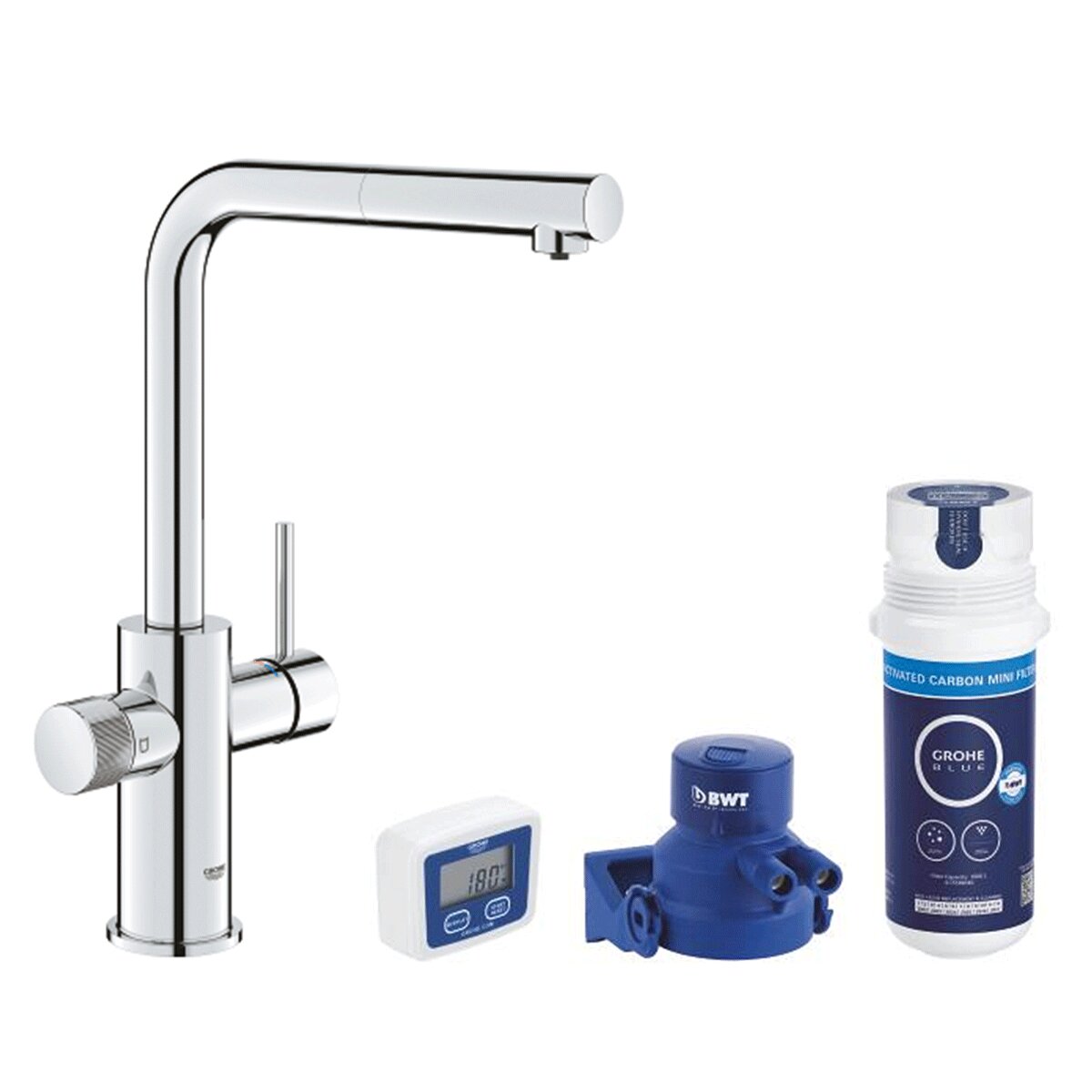 Purificateur d'eau Grohe Blue Pure Minta - kit mitigeur évier cuisine + filtre