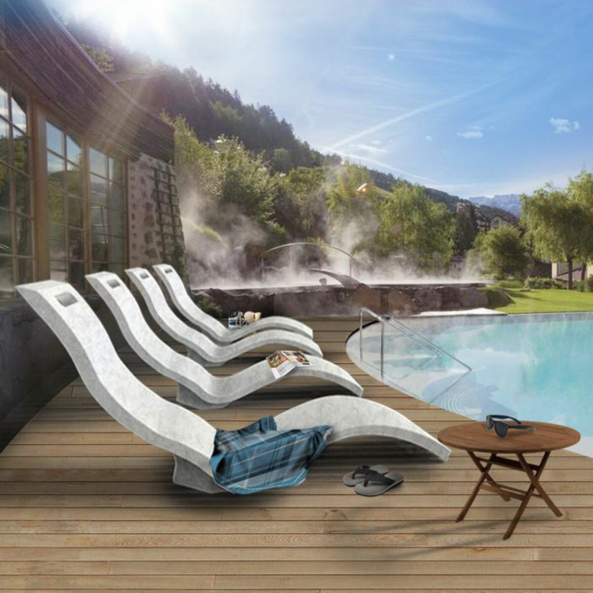 Arkema Serendipity Chaise transat bain de soleil en polyéthylène HD blanc