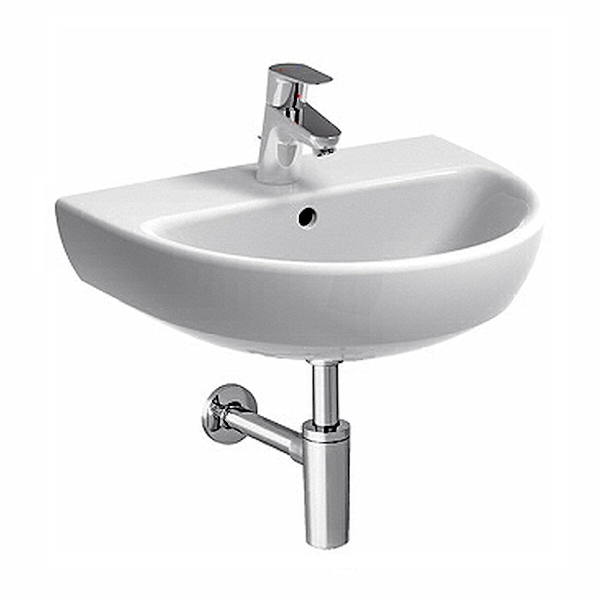 Geberit Selnova 60 cm single hole suspended washbasin in glossy white