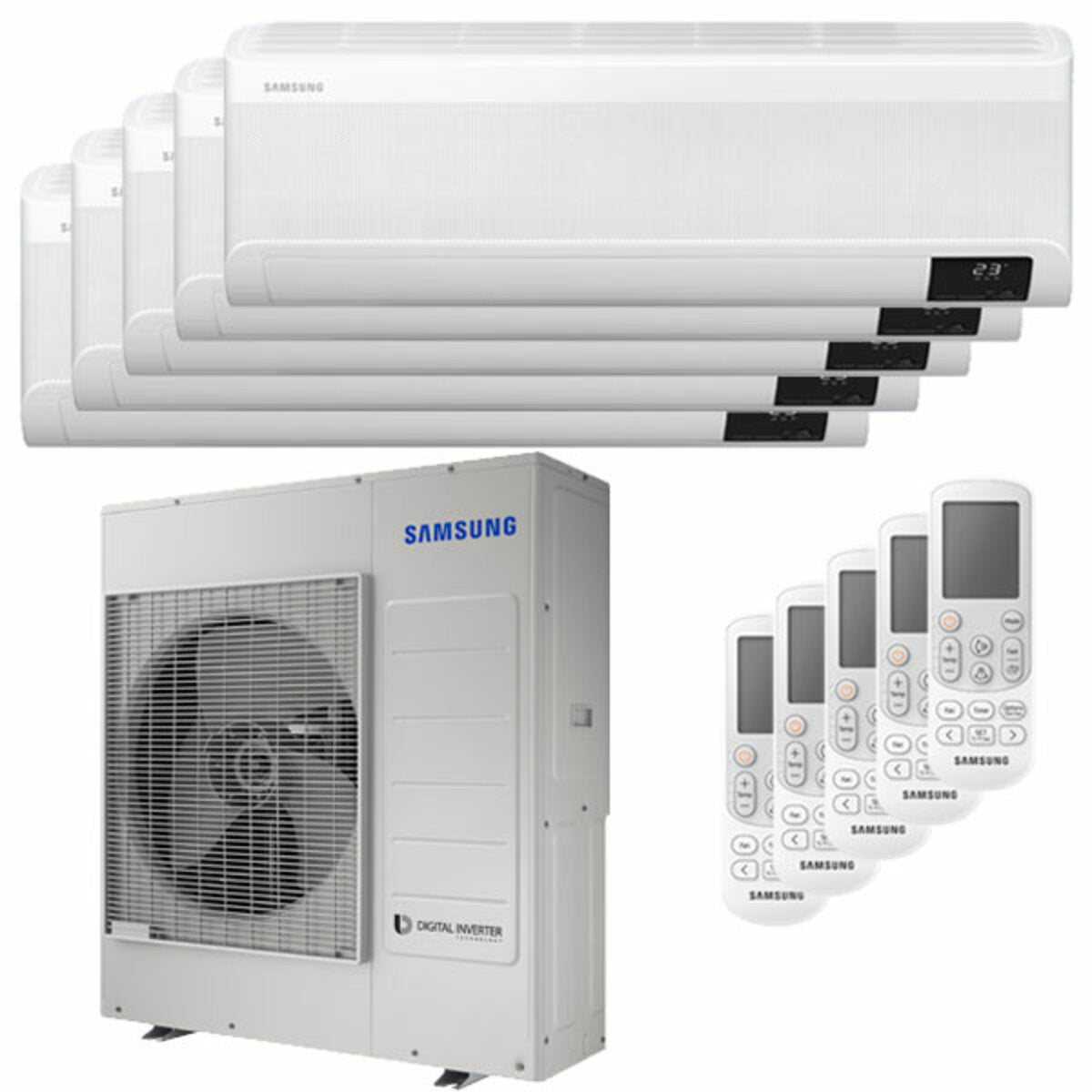 Climatiseur sans vent Samsung Avant penta split 7000 + 9000 + 9000 + 9000 + 9000 BTU onduleur A ++ unité extérieure wifi 10,0 kW