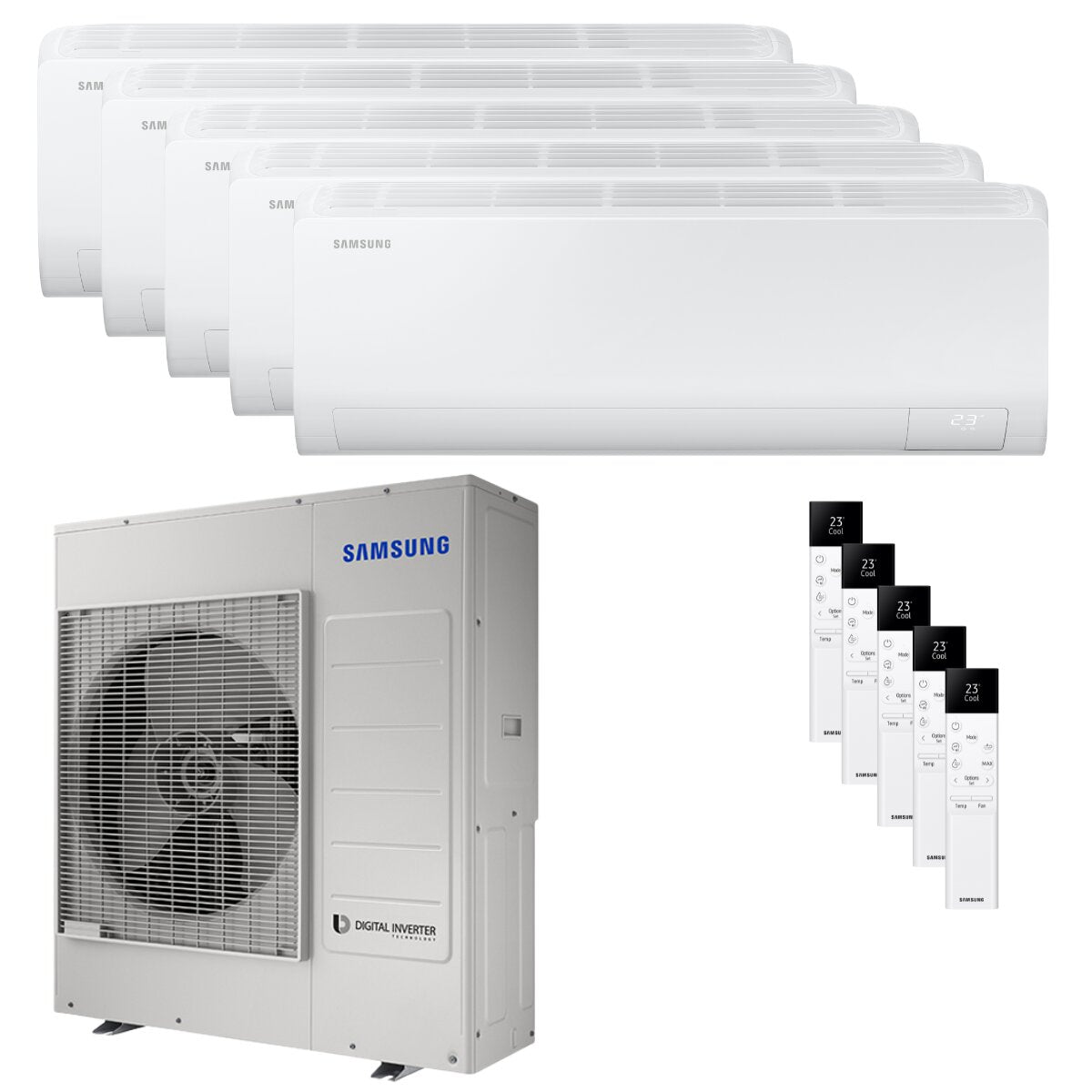 Samsung Cebu S2 Penta-Split-Klimaanlage 9000+9000+9000+9000+12000 BTU Wechselrichter A++ WLAN-Außeneinheit 10 kW 