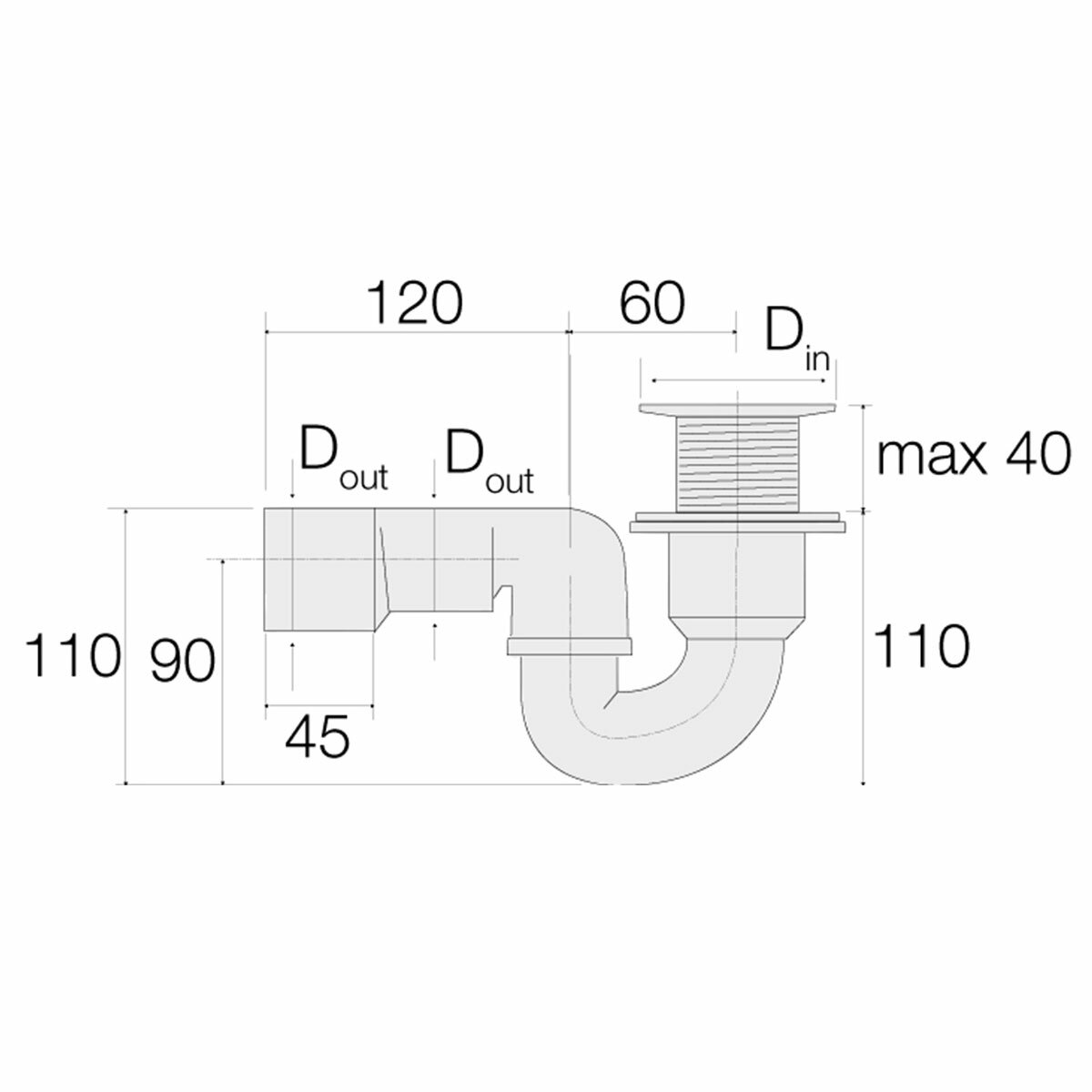 Valsir complete siphon for shower drain in HDPE