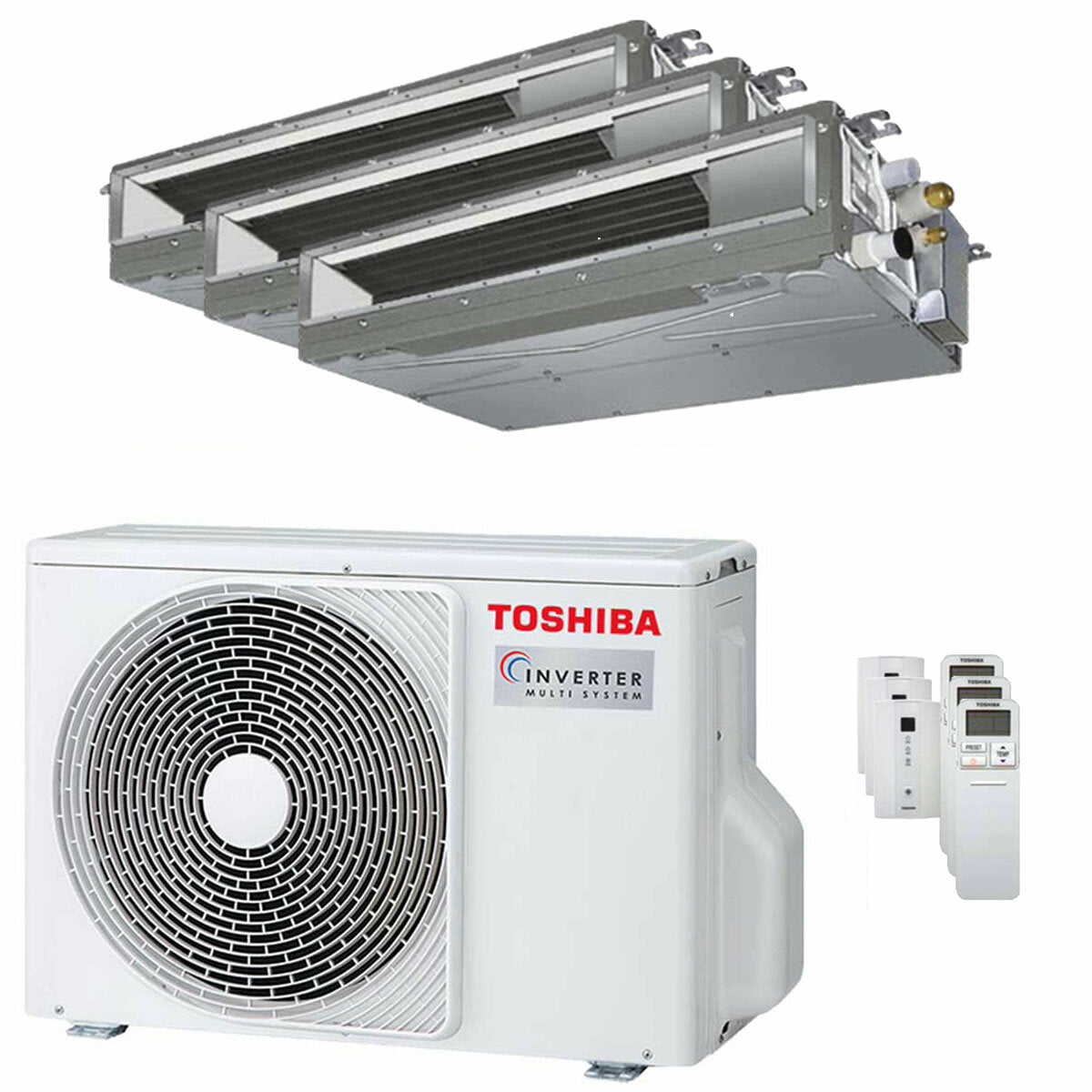 Toshiba ducted U2 trial split air conditioner 7000+7000+7000 BTU inverter A+++ external unit 5.2 kW