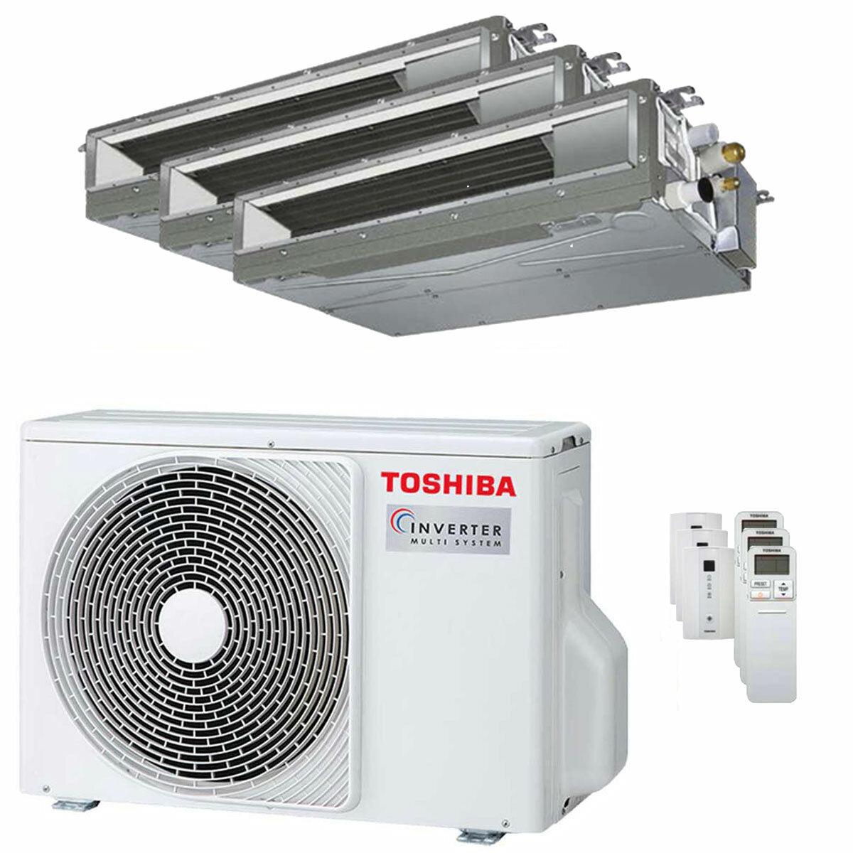 Climatiseur gainable Toshiba U2 trial split 7000+7000+16000 BTU inverseur A+++ unité extérieure 5,2 kW 