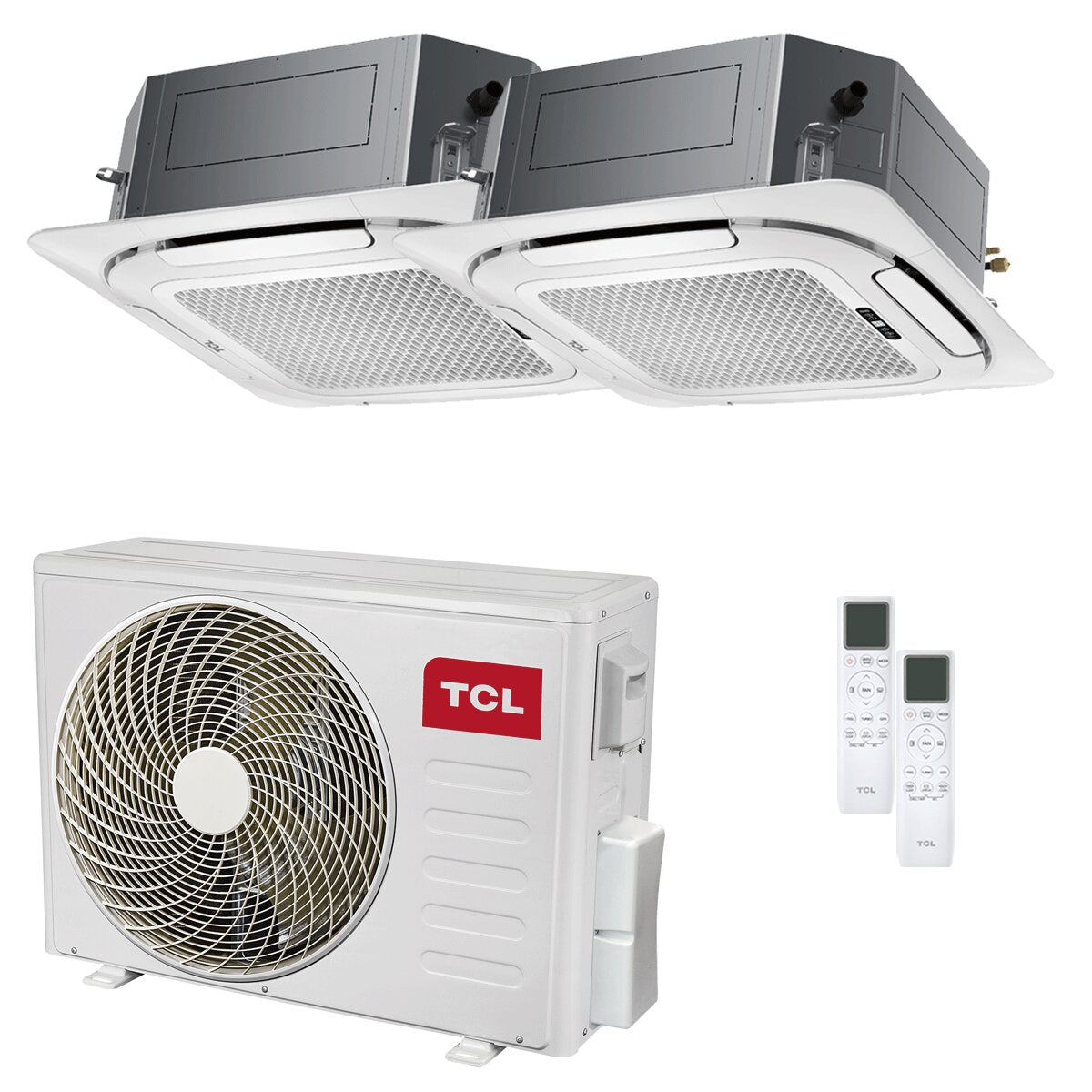 TCL Kassetten 4-Wege Klimaanlage S Series Dual Split 9000+18000 BTU Inverter A++ WLAN Außeneinheit 5,1 kW 