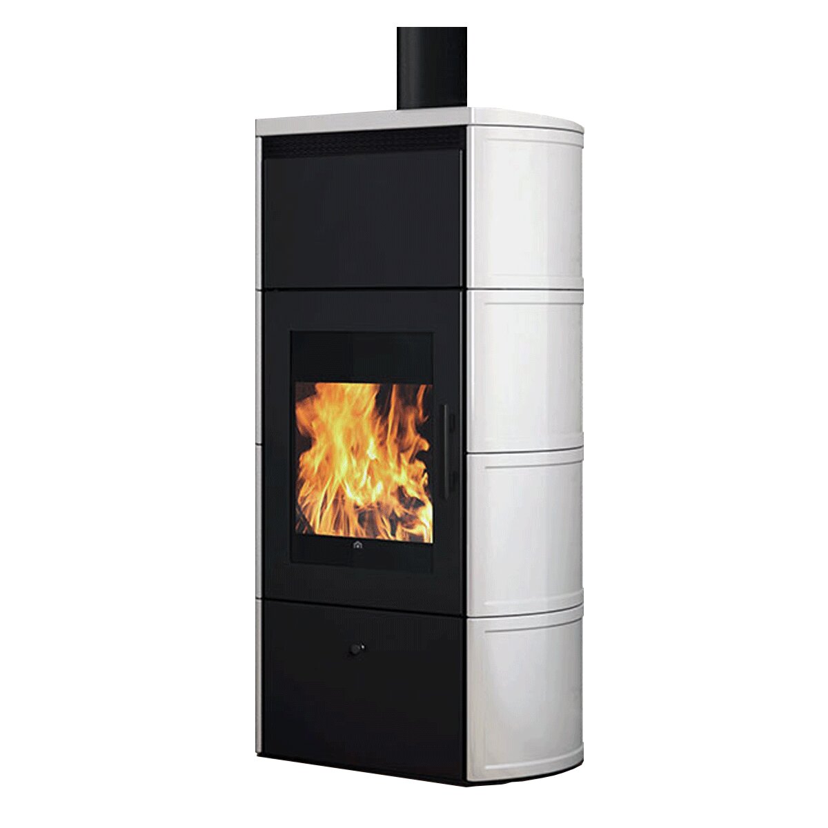 Poêle à bois Edilkamin Flamma 14 kW Idro Blanc crème