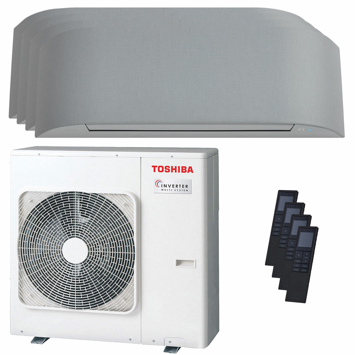 Climatiseur Toshiba Haori panneaux divisés 7000+7000+9000+12000 BTU onduleur A++ wifi unité extérieure 8 kW 