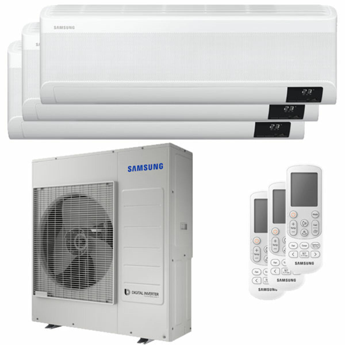 Climatiseur split d&#39;essai Samsung WindFree AVANT 18000 + 18000 + 18000 BTU onduleur A ++ unité extérieure wifi 10,0 kW