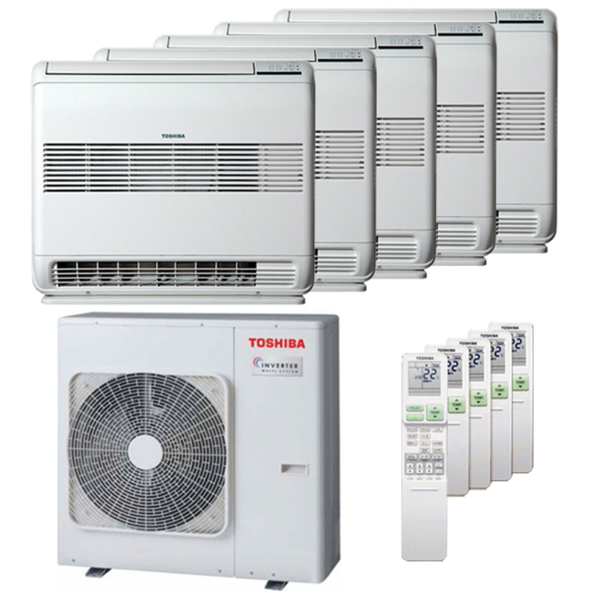 Klimaanlage Toshiba Console J2 Pentasplit 9000 + 9000 + 9000 + 12000 + 12000 BTU Inverter A++ Außengerät 10,0 kW