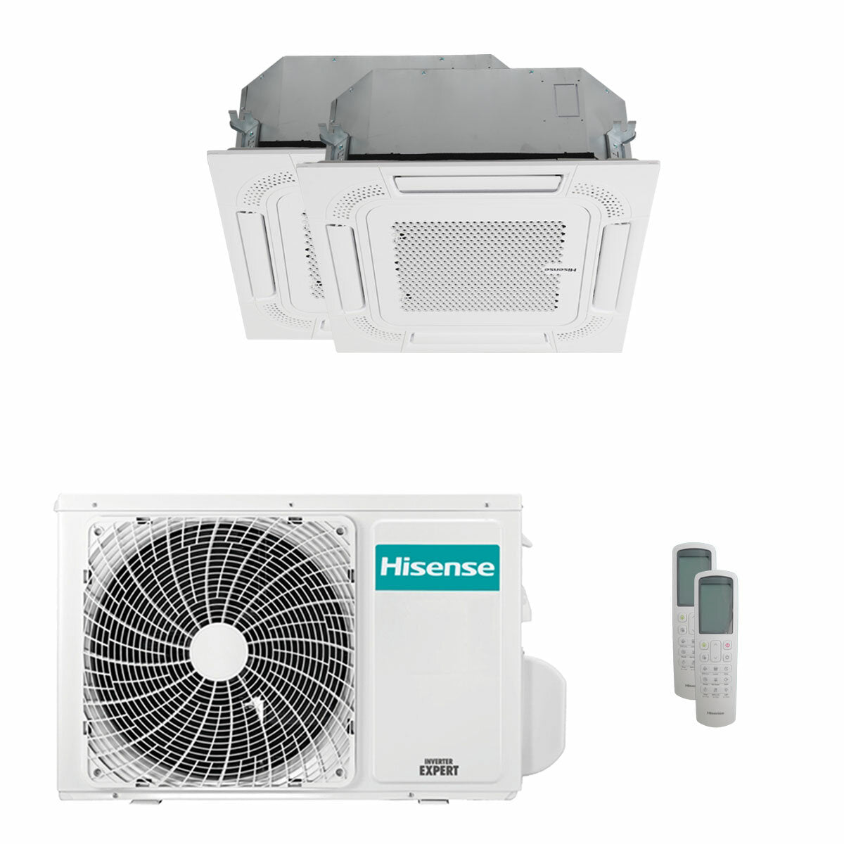 Hisense air conditioner ACT dual split cassette 9000+9000 BTU inverter A++ outdoor unit 3.5 kW