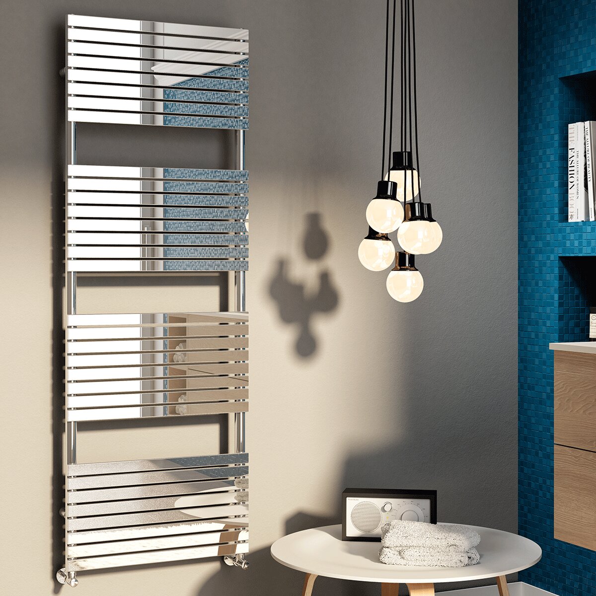 Cordivari Stefania towel warmer radiator 600x1855 mm polished stainless steel