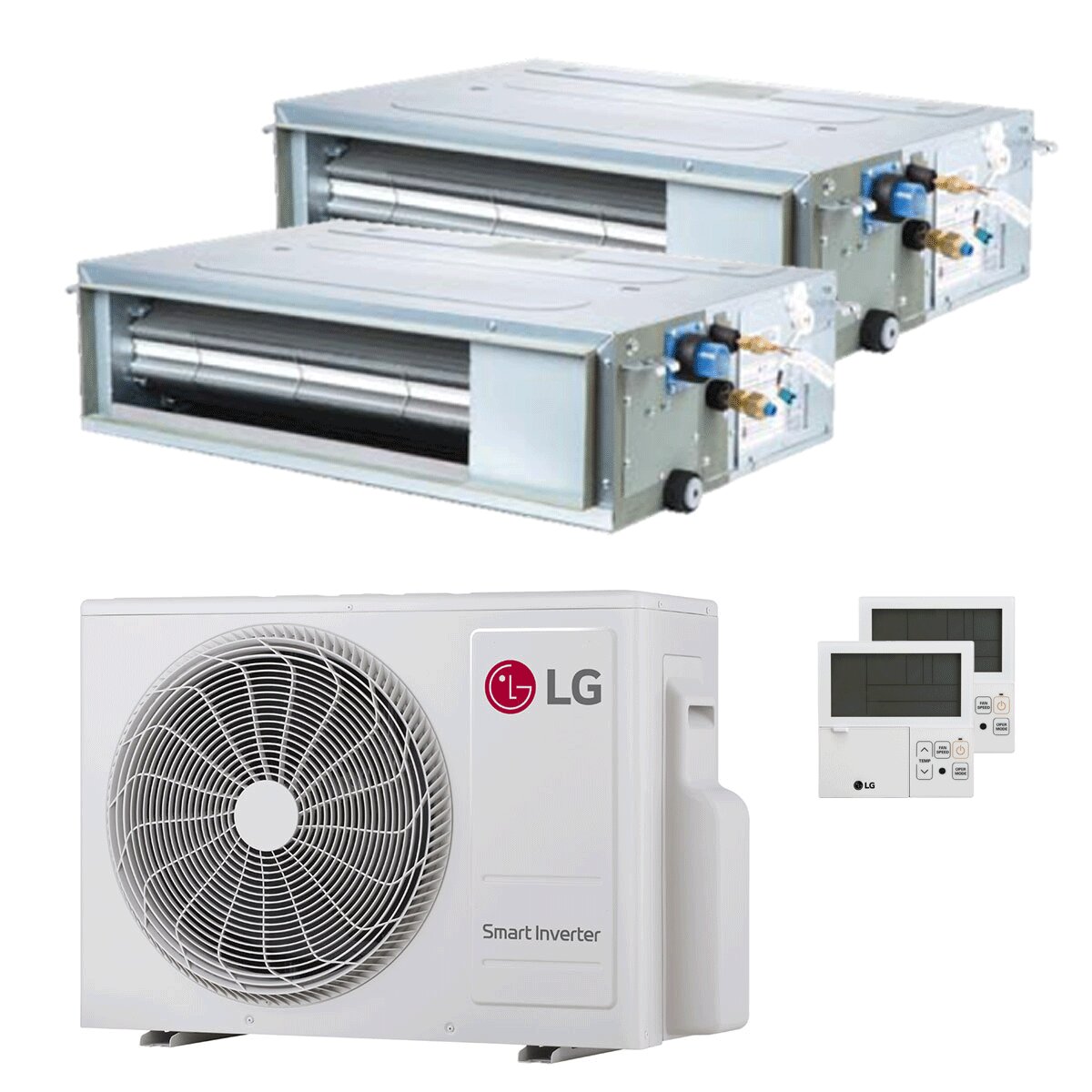 LG CL Dual-Split-Klimaanlage mit zwei Luftkanälen, 9000 + 9000 BTU Inverter, A+++ Außengerät 4,7 kW 